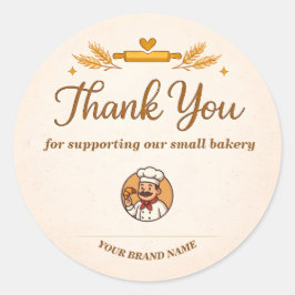 Rustic Wheat and Rolling Bakery Thank You Ronde Sticker