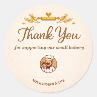 Rustic Wheat and Rolling Bakery Thank You Ronde Sticker