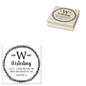 Rustic Wheat Wreath Monogram Name & Address Rubberstempel (Gestempeld)