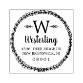 Rustic Wheat Wreath Monogram Name & Address Rubberstempel (Afrduk)