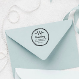 Rustic Wheat Wreath Monogram Name & Address Rubberstempel