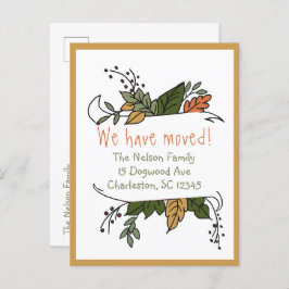 Rustic Whimsical Autumn Nieuw Adres Aankondigingskaart