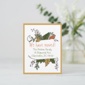 Rustic Whimsical Autumn Nieuw Adres Aankondigingskaart (Staand voorkant)