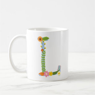 Rustic Whimsical Flower Monogram (L) Koffiemok