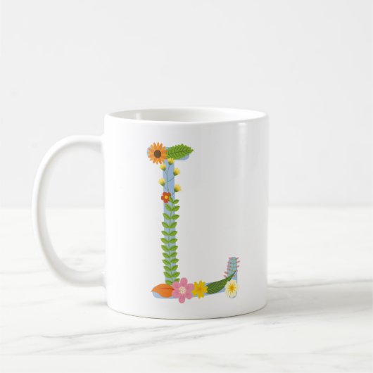 Rustic Whimsical Flower Monogram (L) Koffiemok (Links)