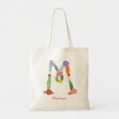 Rustic Whimsical Flower Monogram (M) Tote Bag (Voorkant)