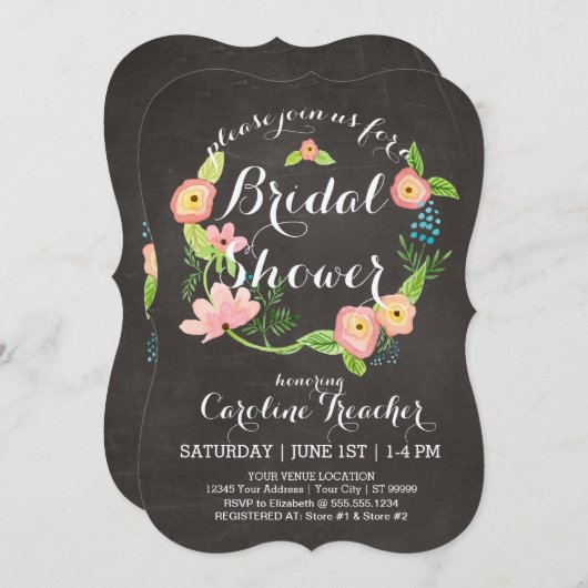 Rustic Whimsical Granny Chic Hipster Chalkboard Kaart (Voorkant / Achterkant)