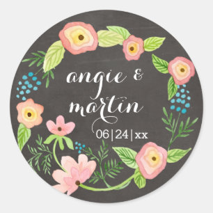 Rustic Whimsical Granny Chic Hipster Chalkboard Ronde Sticker