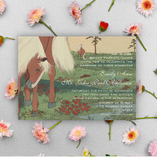 Rustic Whimsical Horse Wedding Invitations Kaart