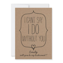 Rustic Whimsical Kraft Paper Cute Heart Bridesmaid