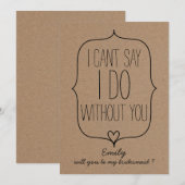 Rustic Whimsical Kraft Paper Cute Heart Bridesmaid Kaart (Voorkant / Achterkant)