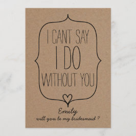 Rustic Whimsical Kraft Paper Cute Heart Bridesmaid Kaart
