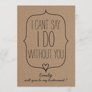 Rustic Whimsical Kraft Paper Cute Heart Bridesmaid Kaart