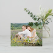 Rustic Whimsical Script Photo Save the Date Folie Uitnodiging Briefkaart (Staand Voorkant)