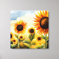 Rustic Whimsical Waterverf Sunflower