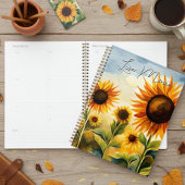 Rustic Whimsical Waterverf Sunflower Field Planner