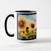 Rustic Whimsical Waterverf Sunflower Monogram Mok (Links)