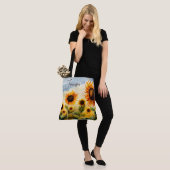 Rustic Whimsical Waterverf Sunflower Monogram Tote Bag (Op model)