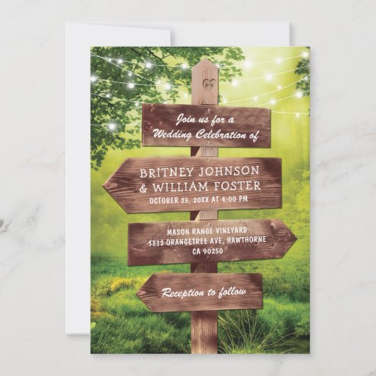 Rustic Whimsical Woodland Wedding Kaart (Voorkant)