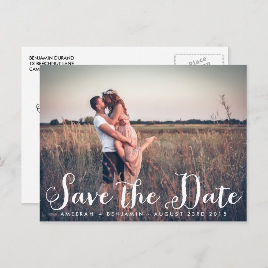 Rustic Whimsy Photo Save the Date Briefkaart (Voorkant / Achterkant)