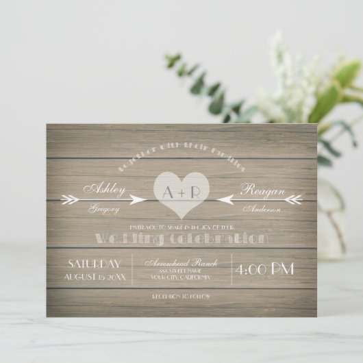 Rustic Whimsy Wedding Invitation Kaart (Staand voorkant)