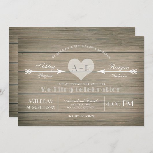 Rustic Whimsy Wedding Invitation Kaart (Voorkant / Achterkant)