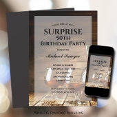 Rustic Whiskey 50th Birthday Party Invitations