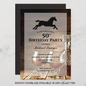 Rustic Whiskey 50th Birthday Party Invitations