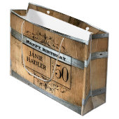Rustic Whiskey Barrel 50th Birthday Groot Cadeauzakje (Voorkant Gekanteld)