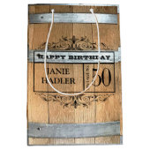 Rustic Whiskey Barrel 50th Birthday Medium Cadeauzakje (Voorkant)