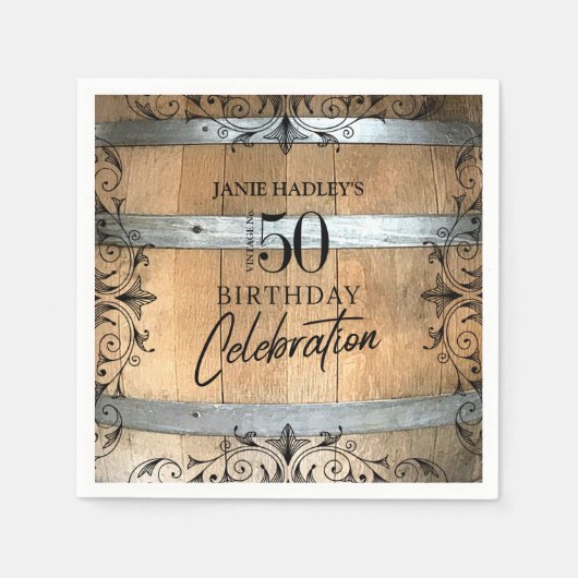 Rustic Whiskey Barrel Birthday Paper Servet (Voorkant)