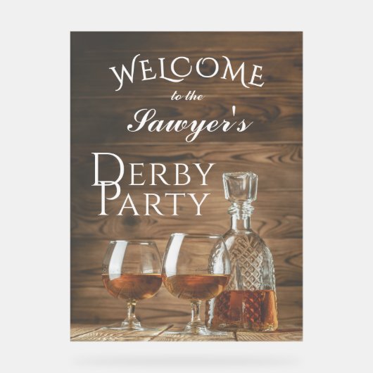 Rustic Whiskey Derby Party Welkom Acryl Bord (Voorkant)