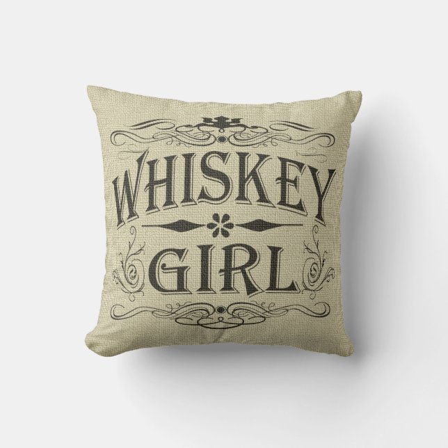 Rustic Whiskey Girl Kussen (Voorkant)