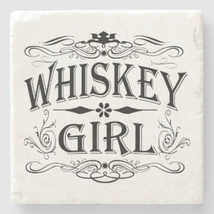 Rustic Whiskey Girl Stenen Onderzetter