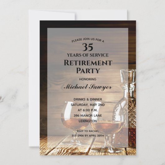 Rustic Whiskey Retirement Party Kaart (Voorkant)