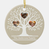 Rustic White 3 foto stamboom gepersonaliseerd Keramisch Ornament (Voorkant)