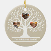 Rustic White 3 foto stamboom gepersonaliseerd Keramisch Ornament (Achterkant)