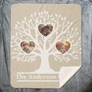 Rustic White 3 foto stamboom gepersonaliseerd Sherpa Deken