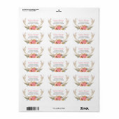 Rustic White Antler Beauful Floral Decor Etiket (Full Sheet)