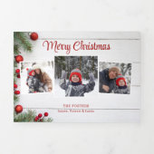 Rustic White Barn Wood 3-Foto Drieluik Wenskaart (Cover)