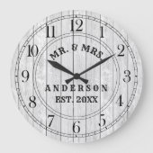 Rustic White Barn Wood Farmhouse Mr. & Mrs Custom Grote Klok (Voorkant)