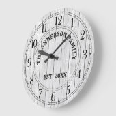 Rustic White Barn Wood Farmhouse Persoonlijke naam Grote Klok (Hoek)