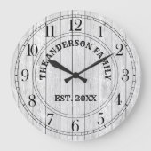 Rustic White Barn Wood Farmhouse Persoonlijke naam Grote Klok (Voorkant)
