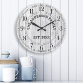 Rustic White Barn Wood Farmhouse Persoonlijke naam Grote Klok