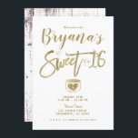 Rustic White Barn Wood Gold Sweet 16 Party Kaart<br><div class="desc">Aanpassen voor elke gebeurtenis</div>