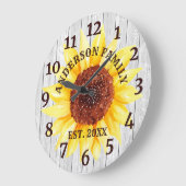 Rustic White Barn Wood Sunflower Persoonlijke bena Grote Klok (Hoek)
