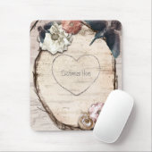 Rustic White Birch Floral & Hummingbird Elegant Muismat (Met muis)