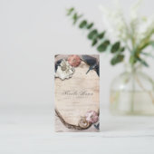 Rustic White Birch Floral & Hummingbird Elegant Visitekaartje (Staand voorkant)