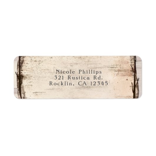 Rustic White Birch Floral & Hummingbird Invitation Etiket (Voorkant)