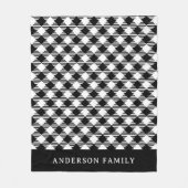 Rustic White Black Buffalo Check Monogram Fleece Deken (Voorkant)